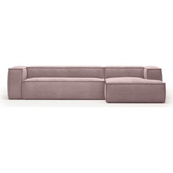 Kave Home - 4-zitsbank Blok roze corduroy met chaise longue rechts 330 cm