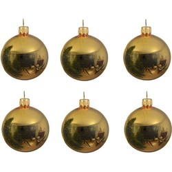 12x Glazen kerstballen glans goud 8 cm kerstboom versiering/decoratie - Kerstbal