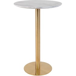 Bolzano Bar Table - Bar table with top in marble look and brass base Ã¸70x105cm