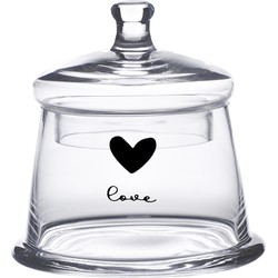 Clayre & Eef Voorraadpot Deksel  Ø 12x13 cm Glas Rond Hart Love Voorraadbus