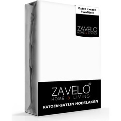 Zavelo Hoeslaken Katoen Satijn Wit-1-persoons (90x220 cm)