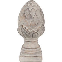 Clayre & Eef Decoratie Beeld Dennenappel Ø 12x26 cm Grijs Steen