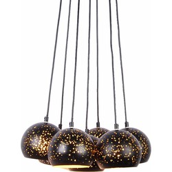 Hanglamp meerdere lampen zwart goud 7 x E27