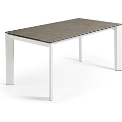 Kave Home - Axis uitschuifbare tafel van porselein met wit stalen poten 140 (200) cm