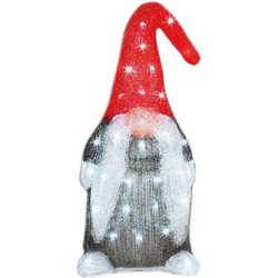 Kerstverlichting Led figuren voor buiten gnome/dwerg 19 x 22 x 44 cm met 60 lampjes helder wit - kerstverlichting figuur