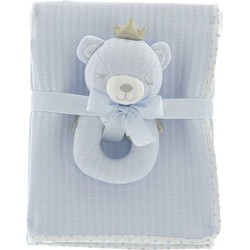 Unique Living - Blanket+rattle Baby Bear 100x75cm Blue