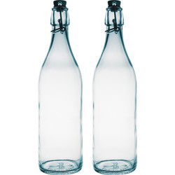 Bormioli Rocco beugelfles/weckfles - 2x - transparant - glas - 1 liter - Weckpotten