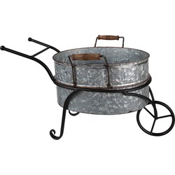 Clayre & Eef Planthouder Kruiwagen 54x31x31 cm Grijs Ijzer Decoratie Plantenhouder