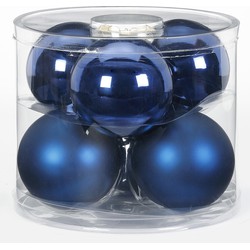 Inge Christmas Grote kerstballen - 6x - donkerblauw - 10 cm - glas - Kerstbal