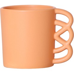 Kolibri Home | Happy Mug bloempot - peach kleurige keramieken sierpot - Ø9cm