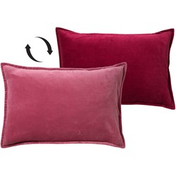 Dutch Decor FAY - Kussenhoes 40x60 cm - velvet met 2 kleuren - Red Plum + Muted Clay - roze - Dutch Decor