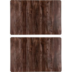 Set van 6x stuks tafel placemats donker hout kleur 43 x 28 cm van kunststof - Placemats
