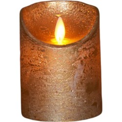 Batterijverlichting kaars wax rustiek met bewegende vlam goud 10 cm - Anna's Collection