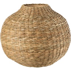 J-line - Vaas Kort Decoratief Zeegras/bamboe Naturel - 25.5x25.5x23cm