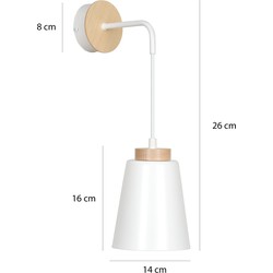 Kaarina wit met hout wandlamp 1x E27