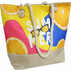 Zomer strandtas 15 x 34 x 59 cm - SUMMER met Bies onderzijde