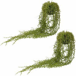 Bellatio Senecio/erwtenplant kunstplant - 3x - 70 cm - in hang pot - Kunstplanten