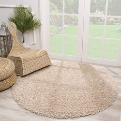 Tapijtenloods Loca Shaggy Rond Vloerkleed Beige Hoogpolig- 240 CM ROND