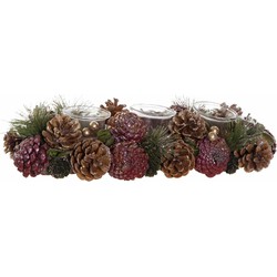 Items Theelichthouder tafel ornament - 38 x 15 x 9,5 cm - kerststukje - Waxinelichtjeshouders