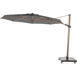 Parasol Siesta Premium 350 cm dia. antraciet met houtlook frame 4SO