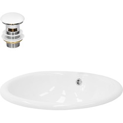 Wastafel incl. afvoergarnituur wit met overloop 49x40,5x19,5 cm wit keramiek ML design