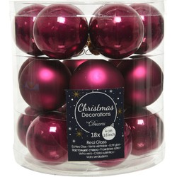 18x stuks kleine glazen kerstballen framboos roze (magnolia) 4 cm mat/glans - Kerstbal