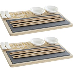 Bamboe sushi serveerset voor 8 personen 7-delig - Serveerschalen