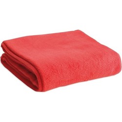 Fleece deken/plaid - rood - 120 x 150 cm - Polyester fleece - 180 gram - lekker warm kleedje - Plaids