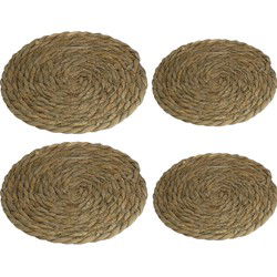 4x stuks Pannen onderzetters van zeegras rond 20 en 32 cm - Panonderzetters