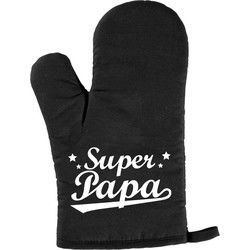 Super papa BBQ handschoen/ barbecue want - zwart - heren - Papa - Ovenwanten