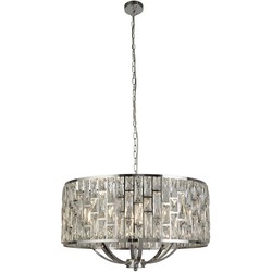 Landelijke Hanglamp - Bussandri Exclusive - Metaal - Landelijk - E14 - L: 65cm - Voor Binnen - Woonkamer - Eetkamer - Zilver