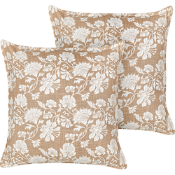 NOTELEA  - Sierkussen set van 2 - Wit/Beige - 45 x 45 cm - Katoen