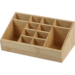 Bambou & Co Make-up/badkamer/kantoor sorteer organizer - 12-vaks bakje - 23 x 9 cm - bamboe hout - Make-up dozen