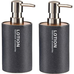 2x stuks zeeppompjes/zeepdispensers antraciet kunststof 350 ml - Zeeppompjes