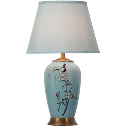 Fine Asianliving Chinese Tafellamp Handgeschilderde Witte Bloesems