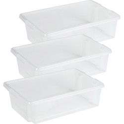 Sunware opslagbox - 3x - kunststof - 30L - transparant - 59x39x17 cm - Opbergbox