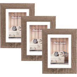 ZEP Fotolijstje - 3x - bruin - hout - voor foto van 10 x 15 cm - wonen - Fotolijsten