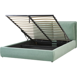 BAJONNA - Bed met opbergruimte - Mintgroen - 160 x 200 cm - Fluweel