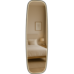 MIRRORS AND MORE MISOU Wandspiegel - LED - Organische - Ovale - Deurspiegel - spiegel - met Verlichting - Modern - Zwart - 160x60 - DIANA