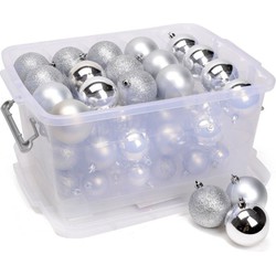 Kerstballen opbergen opbergboxen met 70 zilveren kerstballen - Kerstbal