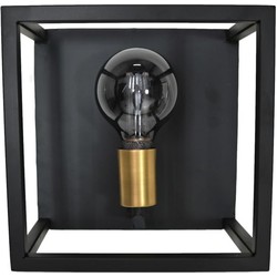 Wandlamp - 25x18x25 - Zwart/goud - Metaal