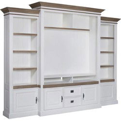 Nordell TV Kast  met Plank, 2 Deuren, 2 Lades en Extra Zijkasten – Ashford & Co