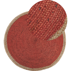 Beliani MENEMEN - Gevlochten-Rood-Jute
