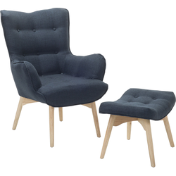 VEJLE - Chesterfield fauteuil - Donkerblauw - Polyester