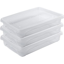 5x Voedsel plastic bewaarbakje laag 0,5 liter transparant 18 x 12 x 4 cm - Vershoudbakjes