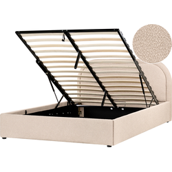 Beliani QUILLIEN - Tweepersoonsbed-Beige-Bouclé