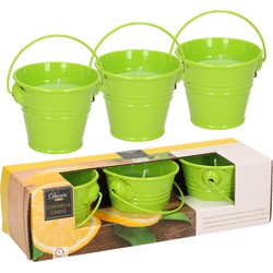 Citronella kaarsen - in zink potje - set 6x - groen - 5 branduren - geurkaarsen