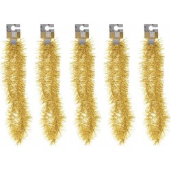5x Gouden folieslingers fijn 180 cm - Kerstslingers
