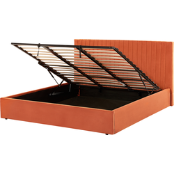VION - Bed met opbergruimte - Oranje - 180 x 200 cm - Fluweel