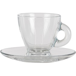 Clayre & Eef Kop en schotel  85 ml Glas Servies